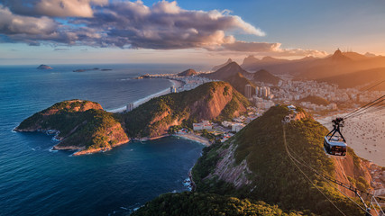 Wandcirkels Rio de Janeiro Zonsondergang vanaf Suikerbroodberg Rio  © Pablo