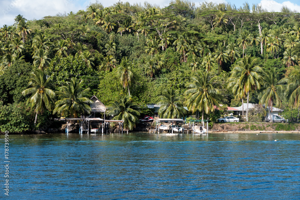 Village on shore Bora Bora
