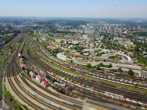 Ukraine, Lviv, railway station, train station, beautiful photo from quadcopter, dron