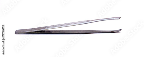 Fotografie tweezers for eyebrows on white background\ tweezer white background\ cosmetics,