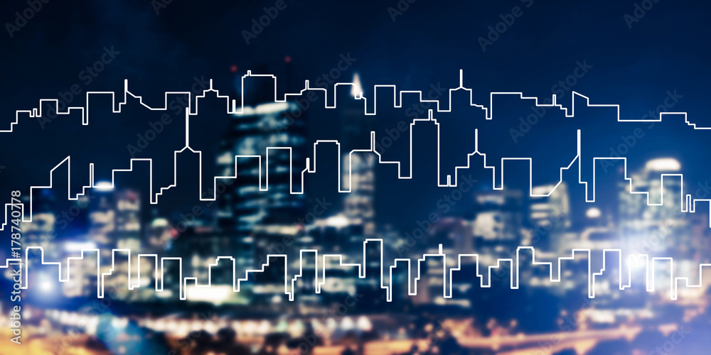 Background conceptual image of night illuminated town as symbol Background conceptual image of night illuminated town as symbol
