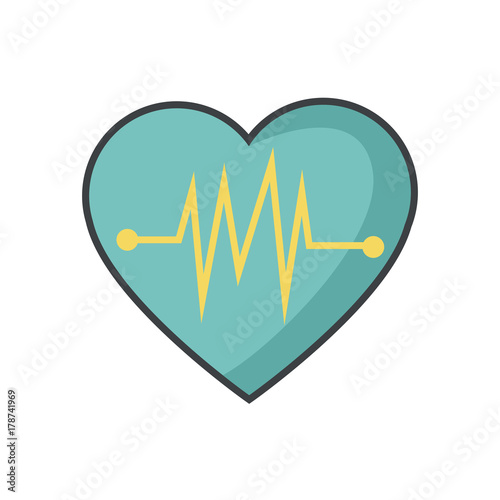 Heart with beat waves icon vector illustration graphic design