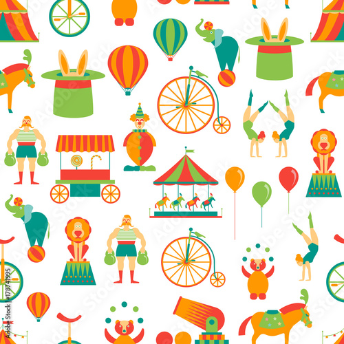 Cartoon Circus Background Pattern. Vector