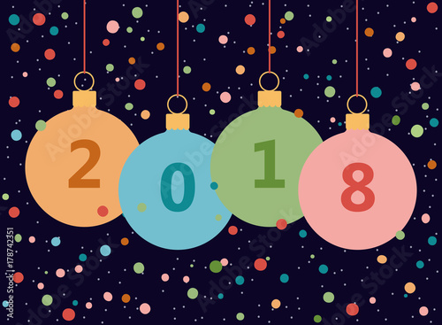 Card with the New 2018. Vector illustration.