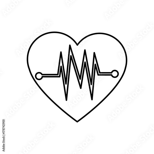 Heart with beat waves icon vector illustration graphic design