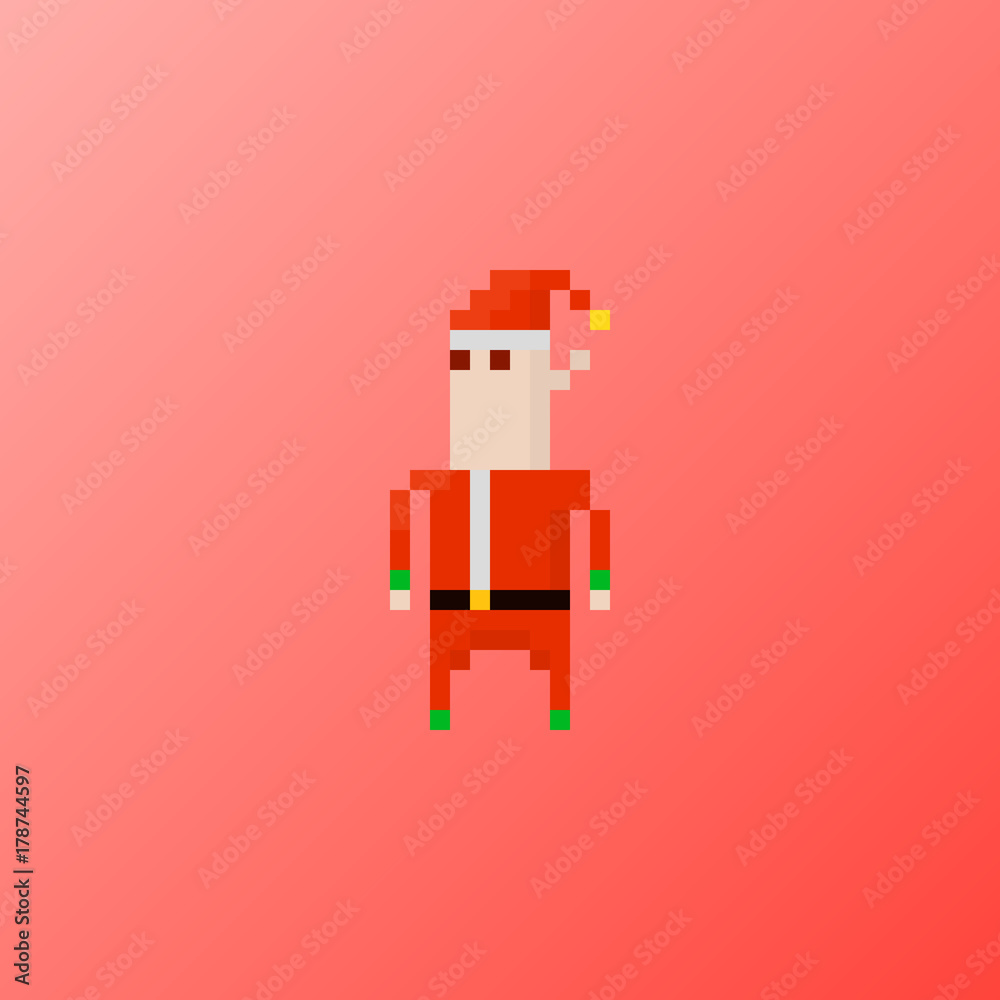Obraz premium Pixel character Santa's elf for games and applications