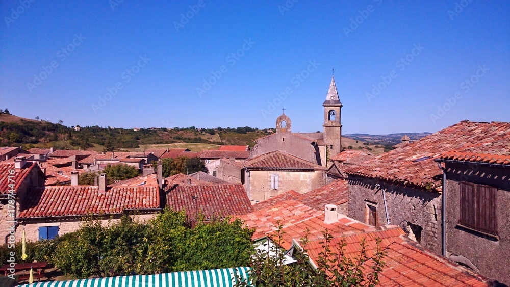 France Tarn Occitanie Lautrec Ail Moulin Fleurs petit village typique pastel église clocher 