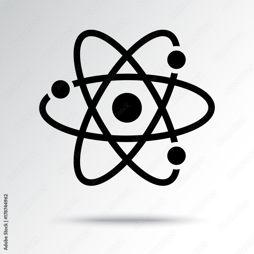 Atom icon with shadow. Vector illustration Atom icon with shadow. Vector illustration
