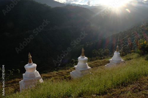 Khamsum Yulley Chorten Stupas at Sunset