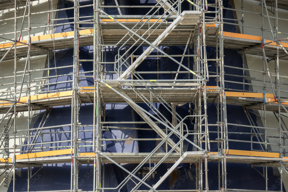 scaffolding, working at building construction, structure of scaffolding stairs to work