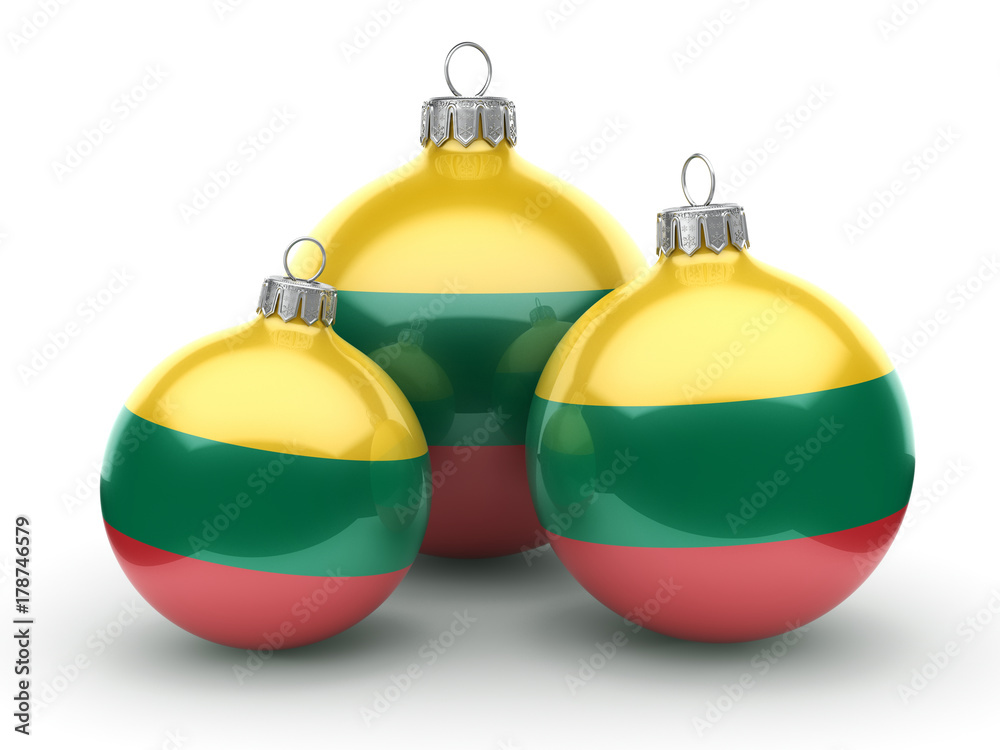 3D rendering Christmas ball with the flag of Lithuania 3D rendering Christmas ball with the flag of Lithuania