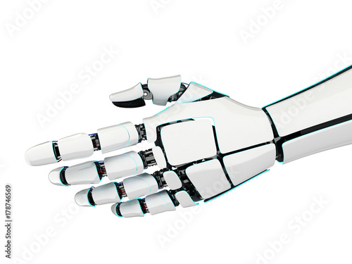 Fototapeta 3D rendering robotic hand on a white background