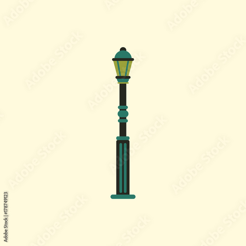 Retro vintage lamp post with electricity lantern vector illustration