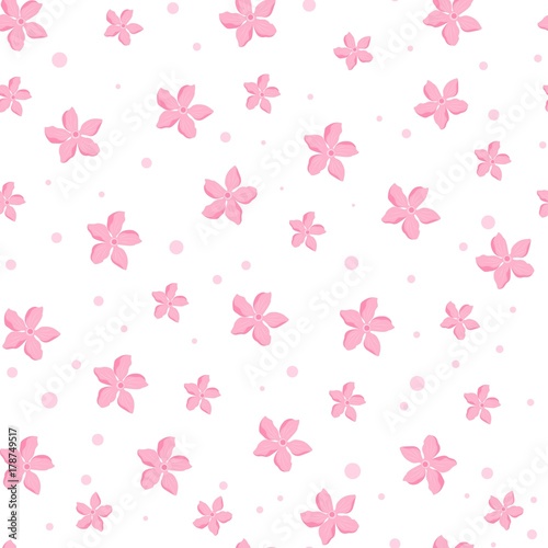 Sakura Cherry blossoms seamless pattern of vector illustration on white background