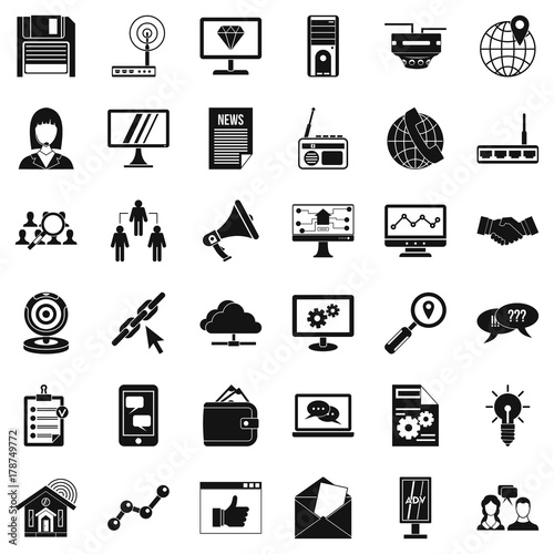 Helpdesk icons set, simple style