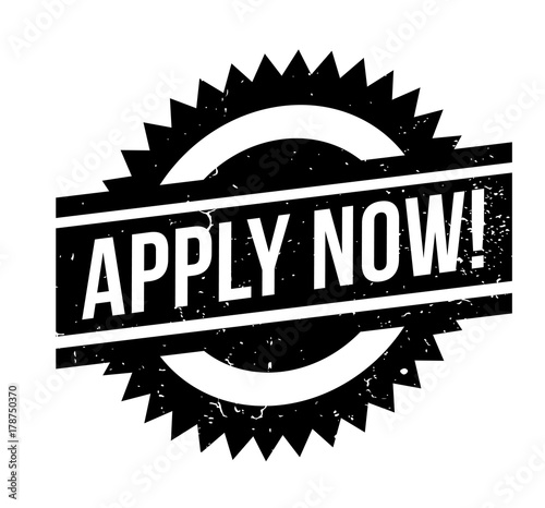 Apply Now rubber stamp. Grunge design with dust scratches. Effects can be easily removed for a clean, crisp look. Color is easily changed.