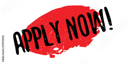 Apply Now rubber stamp. Grunge design with dust scratches. Effects can be easily removed for a clean, crisp look. Color is easily changed.