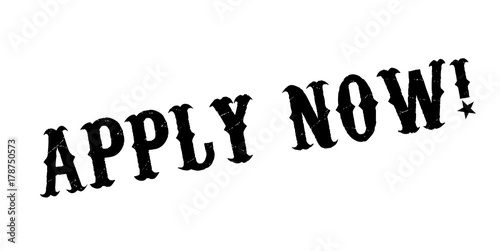 Apply Now rubber stamp. Grunge design with dust scratches. Effects can be easily removed for a clean, crisp look. Color is easily changed.