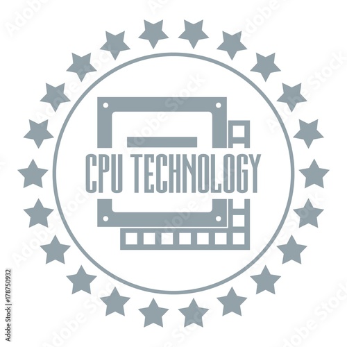 Cpu technology logo, simple gray style