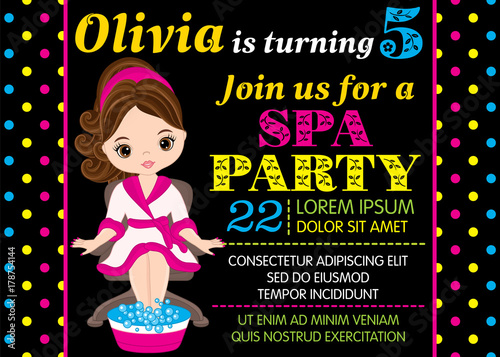 Vector Birthday Card Template with Cute Little Girl