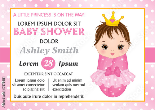 Vector Card Template for Baby Shower. Vector Baby Girl