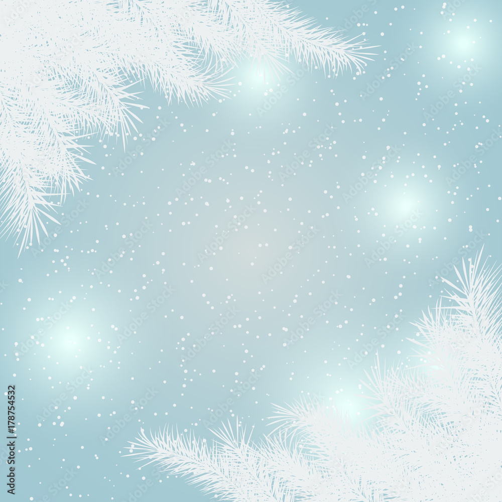 Christmas and New Year blue vector background