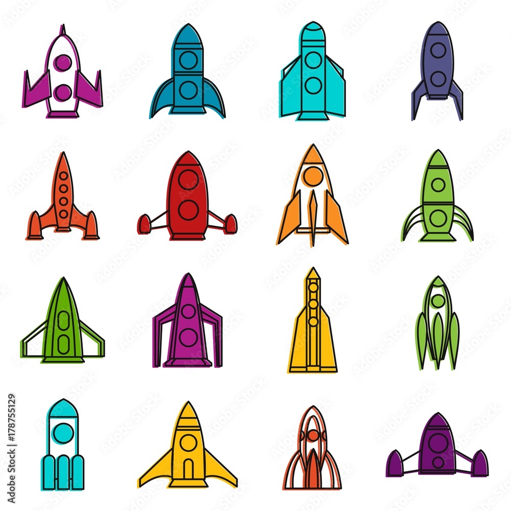 Rocket icons doodle set Rocket icons doodle set