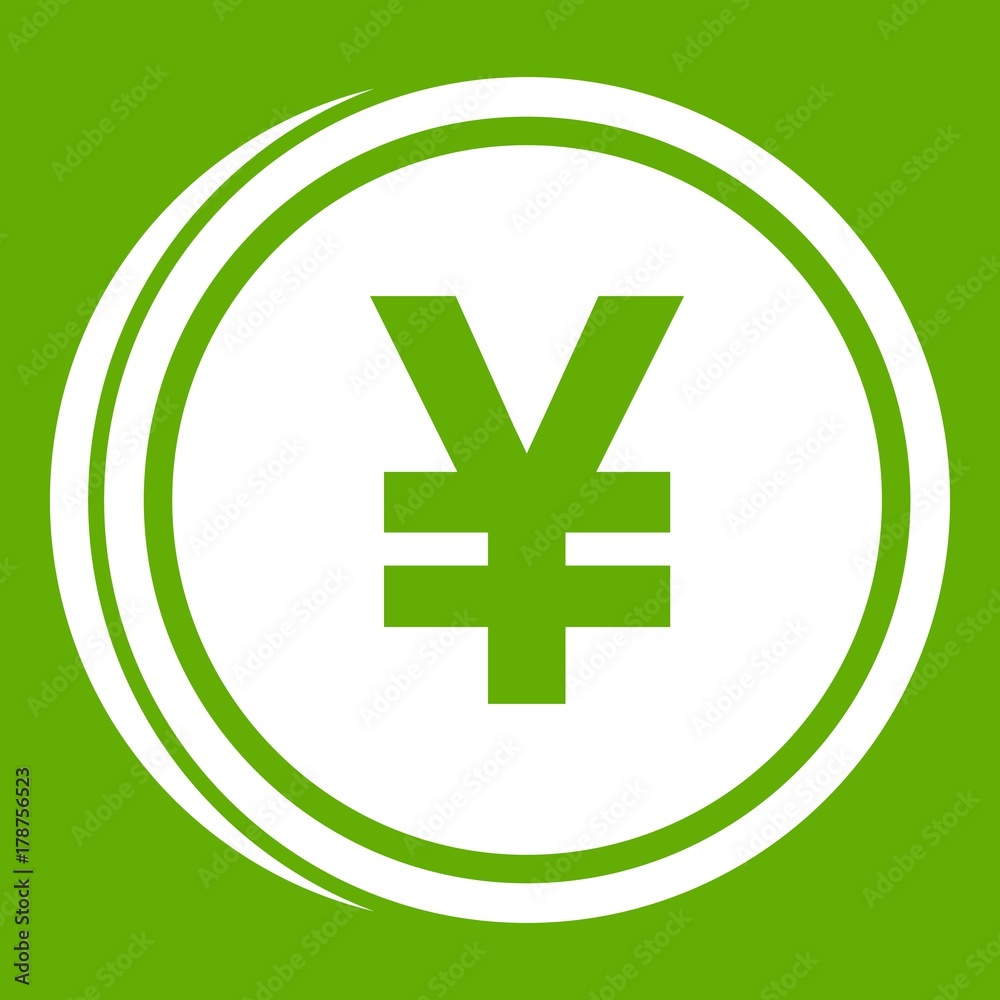 Obraz premium Coin yen icon green