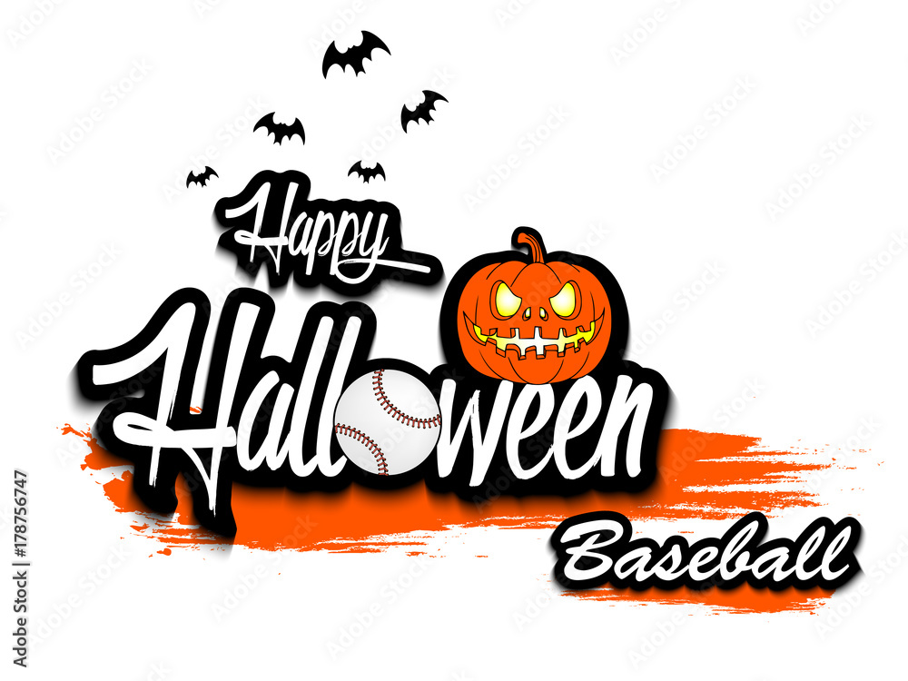 Banner happy halloween and baseball ball Banner happy halloween and baseball ball