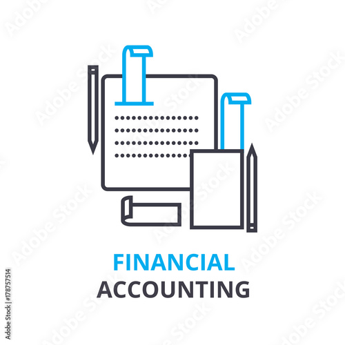 financial accounting concept, outline icon, linear sign, thin line pictogram, logo, flat vector, illustration