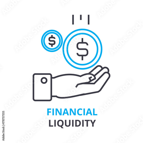 financial liquidity concept, outline icon, linear sign, thin line pictogram, logo, flat vector, illustration