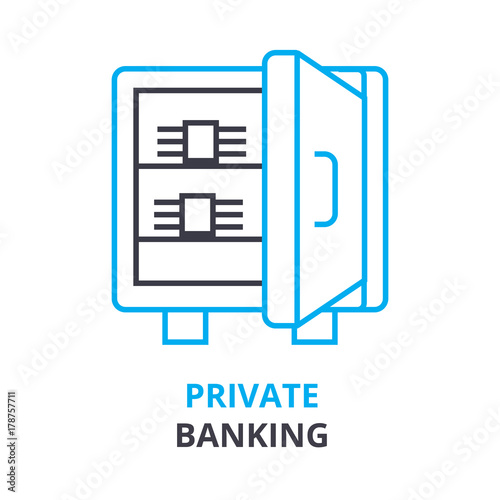 private banking  concept, outline icon, linear sign, thin line pictogram, logo, flat vector, illustration