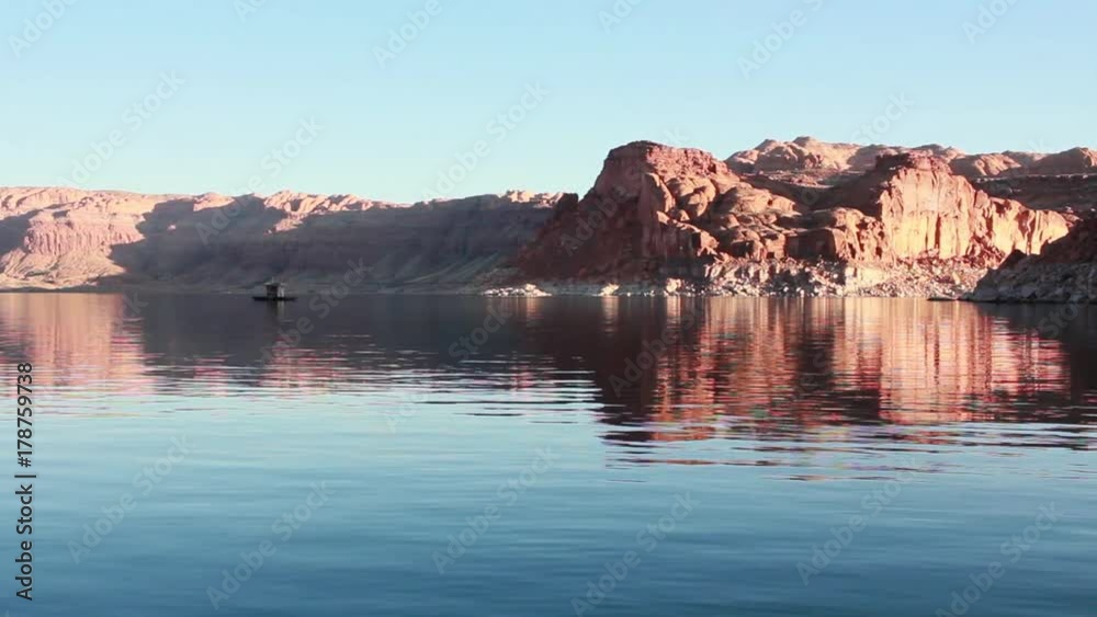 Beautiful lake with red cliffs HD Beautiful lake with red cliffs HD