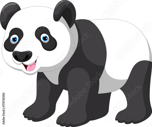Vector illustration of funny panda cartoon isolated on white background