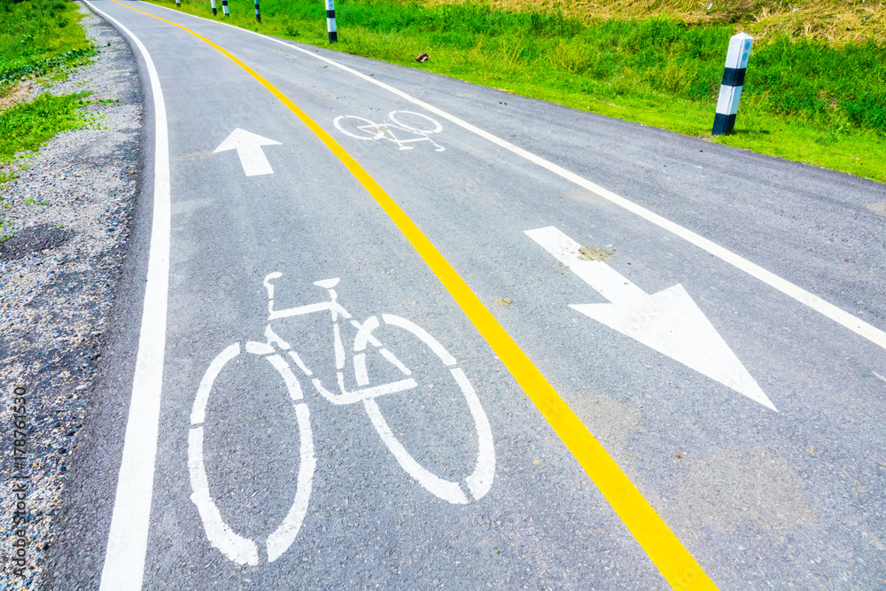 Bicycle track for safety. Bike track road Bicycle track for safety. Bike track road