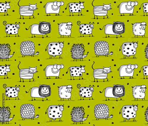 Funny animals, seamless pattern for your design