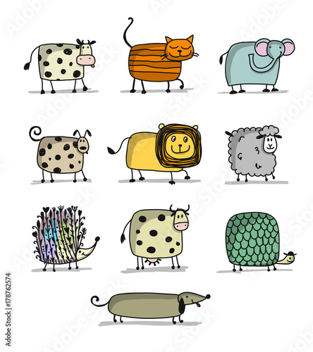 Fototapeta Naklejka Na Ścianę i Meble -  Funny animals, set for your design