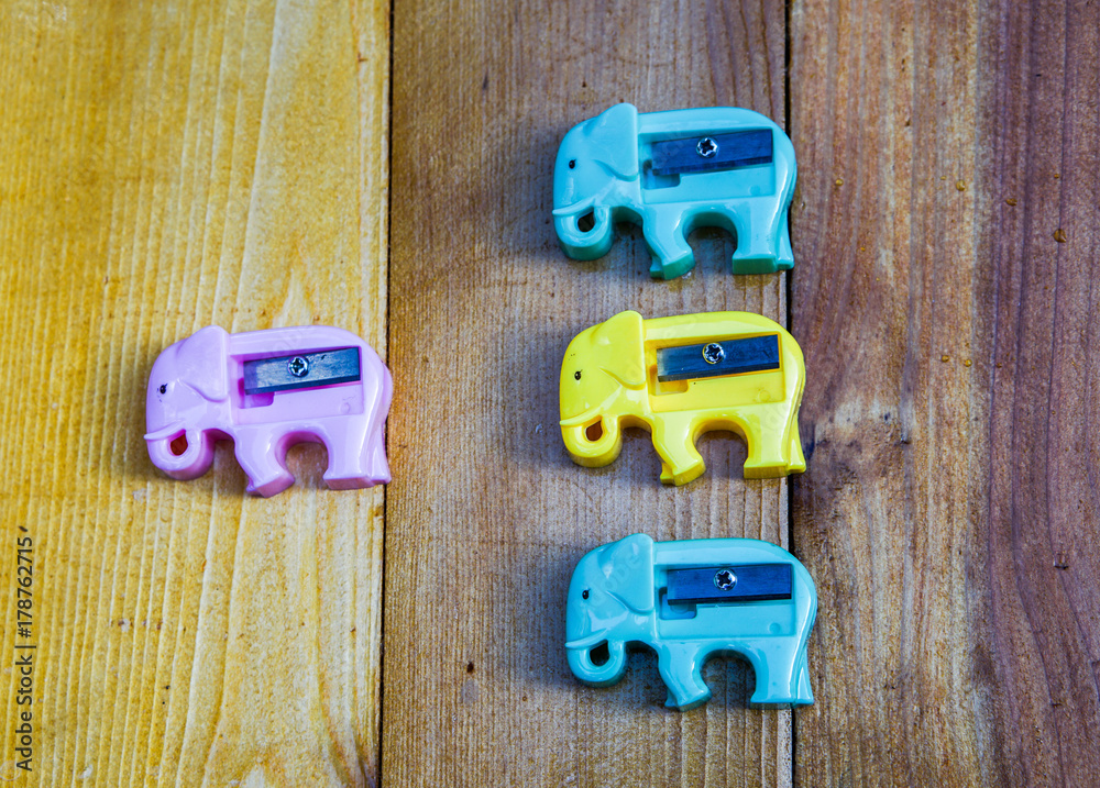 Obraz premium colorful Sharpeners on wooden table background