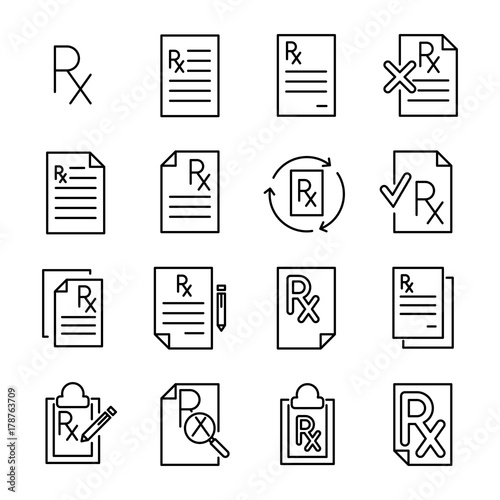 Premium set of prescription line icons. 