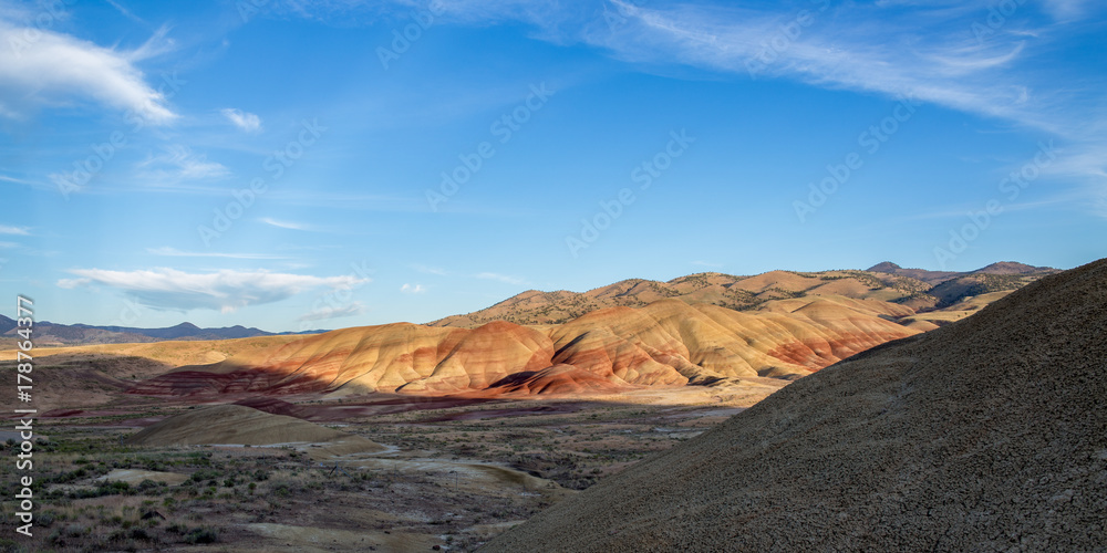 Sunset shadows on the Painted Hills in Summer one of the seven wonders of Oregon