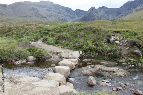 Rock Bridge across a stream at the Fairy Pools, Isle of Skye, Sc