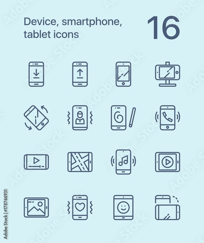 Outline Device, smartphone, tablet icons for web and mobile design pack 1