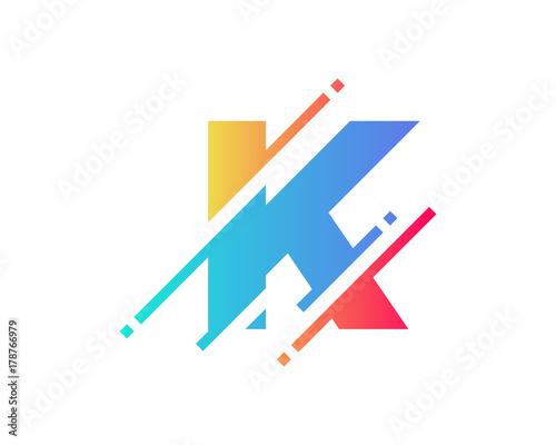 Digital Letter K Pixel Icon Logo Design Element