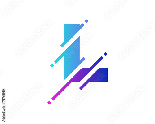 Digital Letter L Pixel Icon Logo Design Element