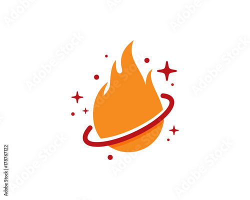 Fire Planet Icon Logo Design Element