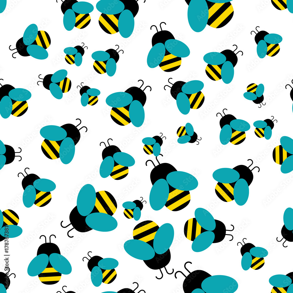 Obraz premium Bee seamless pattern.Honey flying bee