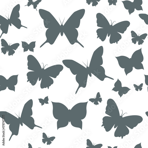 Seamless pattern with butterflies. Perfect for wallpaper, gift paper, pattern fills, web page background, spring and summer greeting cards. Vector illustration © Aygun