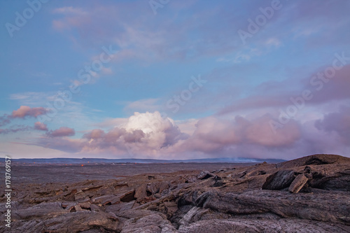 Morning at lava plain and Puu Oo vent in distance photo