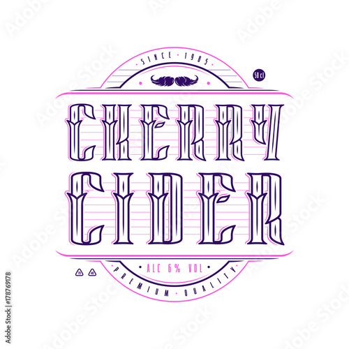 Cherry cider logo in vintage style