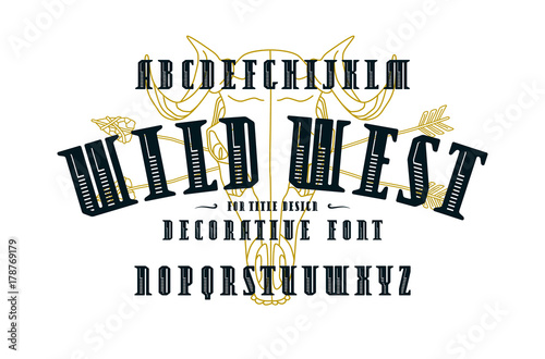 Decorative narrow serif font in western style